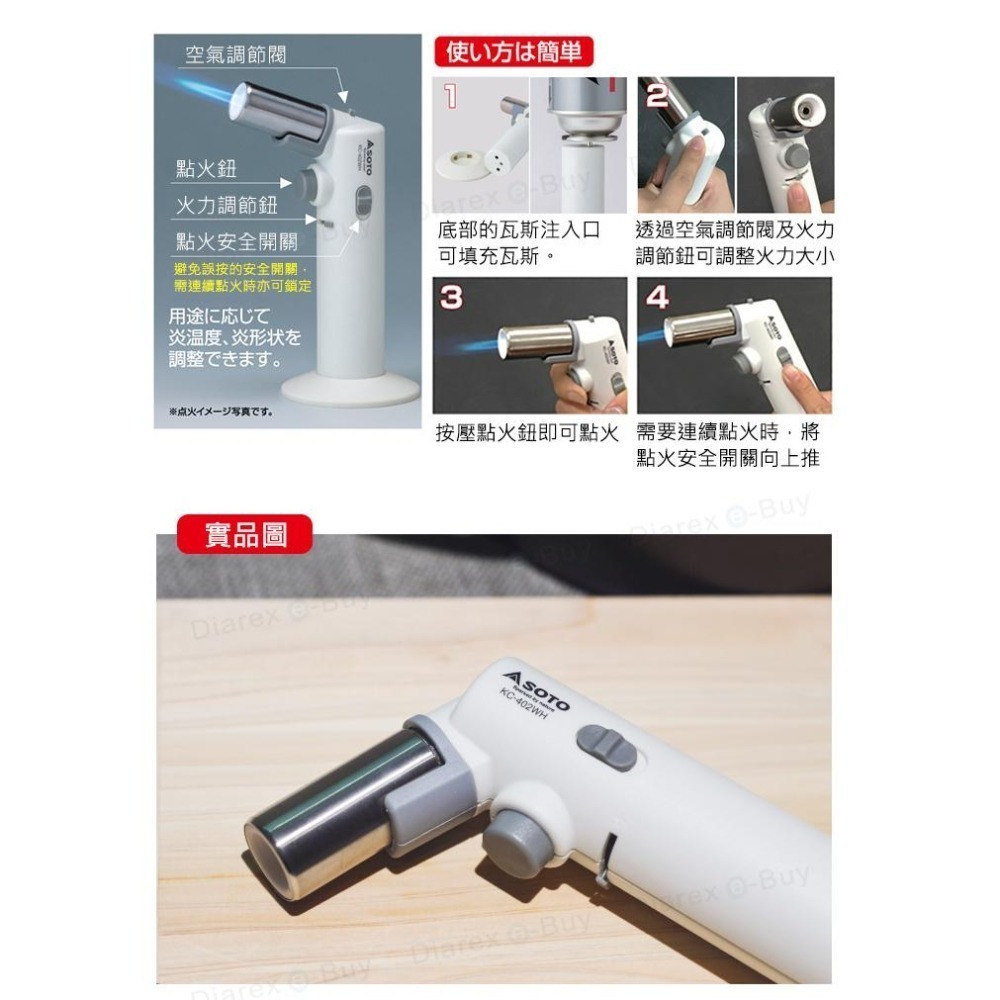 日本SOTO 填充型炙燒噴槍 KC-402WHEXP  日本製造瓦斯噴槍 / 單手用/附底座-細節圖5