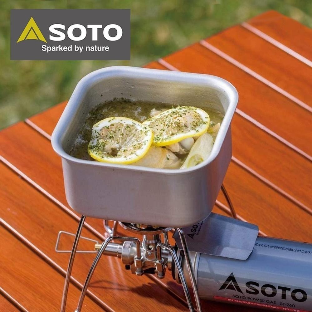 日本SOTO 極簡方型露營鍋ST-3108 厚鋁煮飯神器-細節圖2