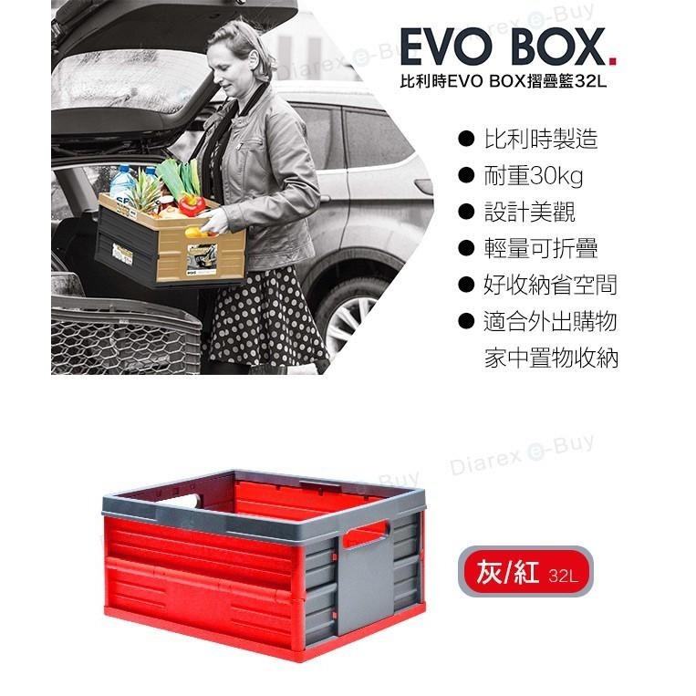 比利時EVOBOX摺疊收納籃32L -灰/紅色-細節圖2