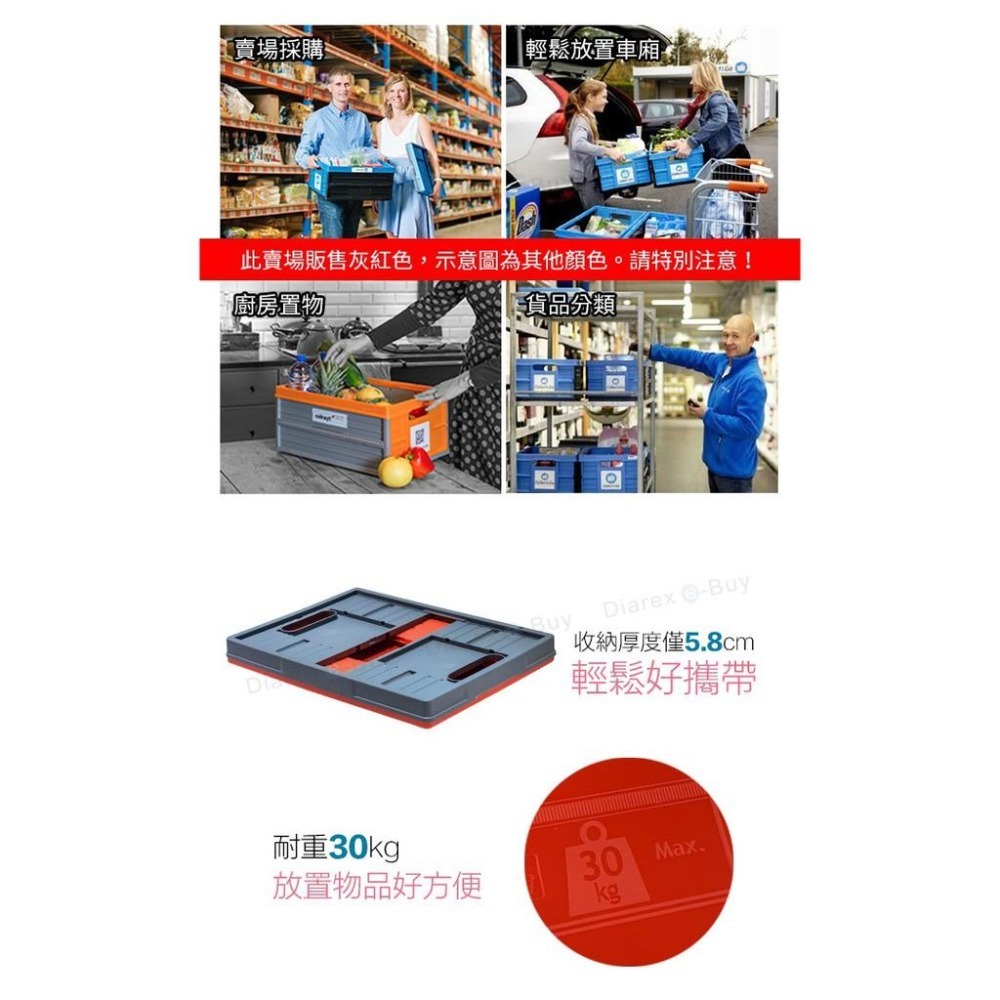 比利時EVOBOX摺疊收納籃32L -灰/紅色-細節圖3