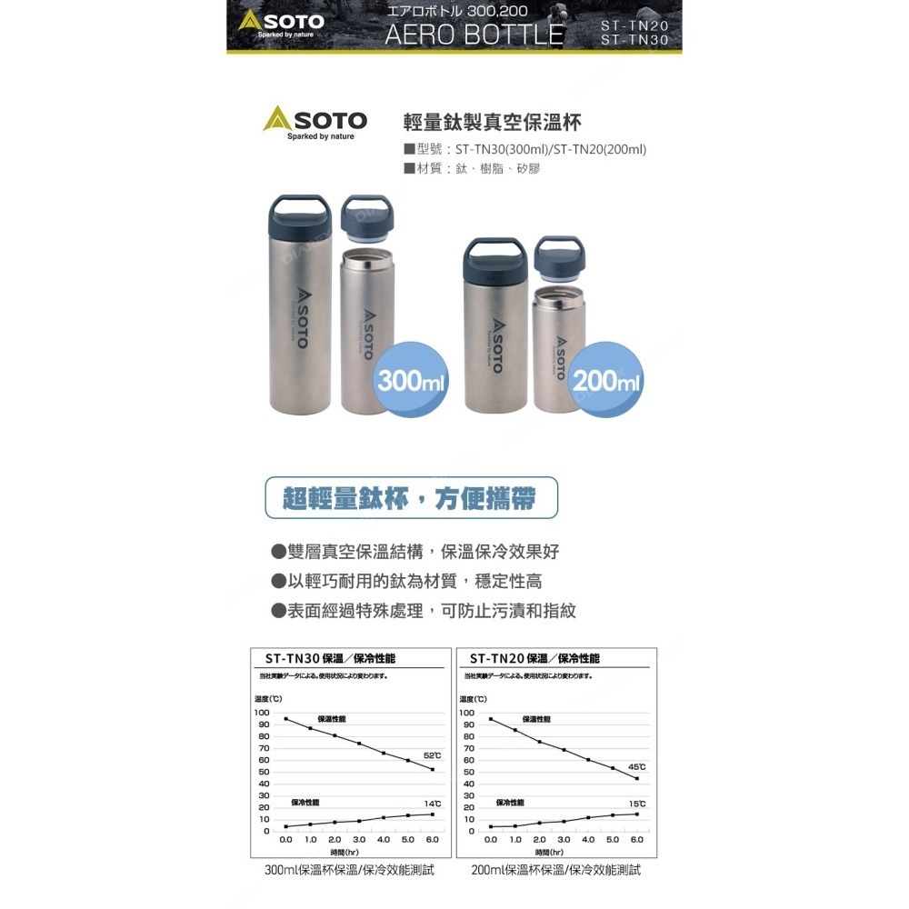 日本SOTO 超輕量鈦製真空保溫杯300ml/200ml ST-TN30 ST- TN20登山露營保溫瓶 雙層鈦水壺-細節圖4
