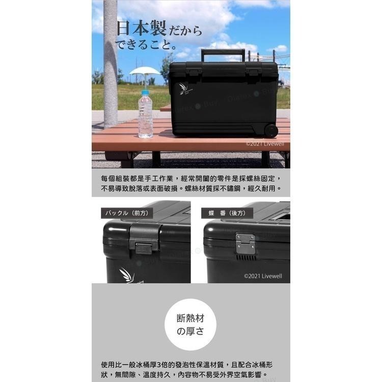 【Livewell】日製可肩背/手提拖輪式保冷冰桶27L(黑) 戶外露營野餐保冷箱 釣魚冰箱 烤肉冰桶 保冷行動冰箱-細節圖3