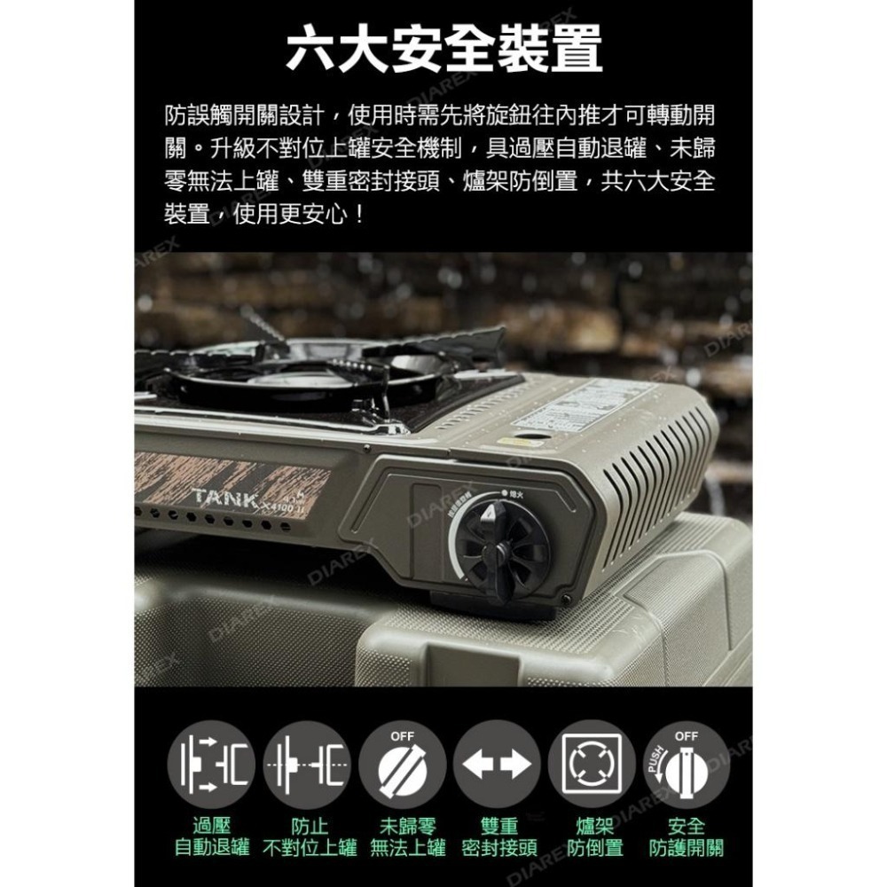 Pro Kamping 領航家 4.1kW TANK卡式爐 2024升級版X4100II 附軍綠質感硬盒 防風單口爐-細節圖9
