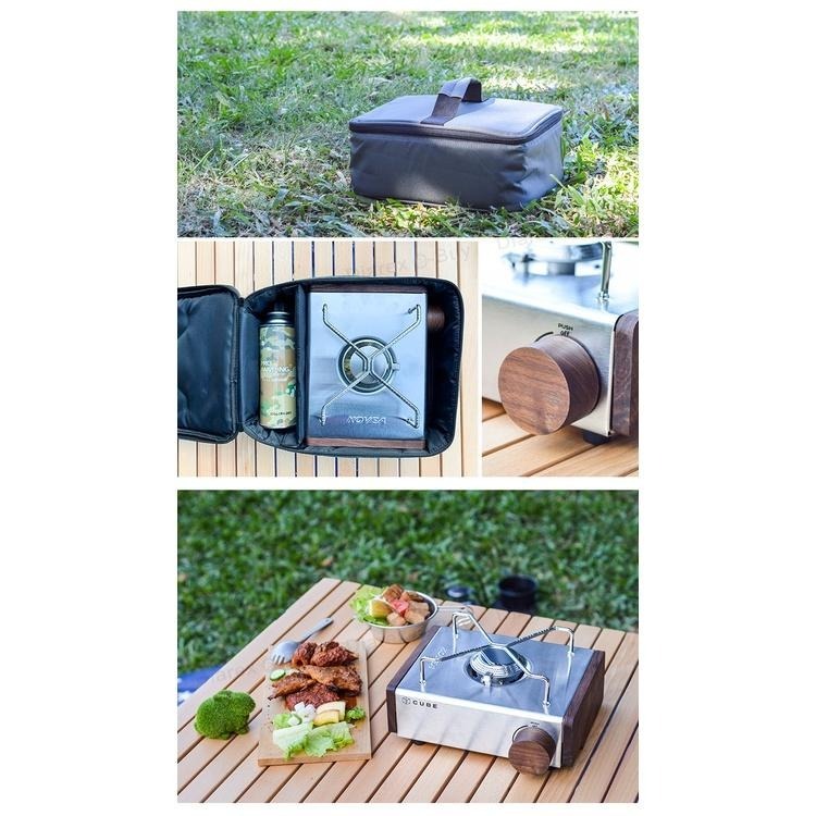 CUBE迷你卡式爐個性配件組(含胡桃木側板、木旋鈕、收納袋) KOVEA 復古美型瓦斯爐專用配件-細節圖5