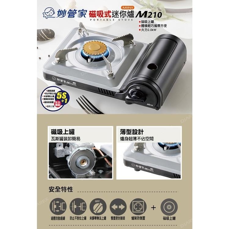 妙管家 磁吸式迷你瓦斯爐 卡式爐 M210 薄型極簡爐 便攜戶外休閒爐 露營燒烤爐  居家備用爐 小家庭、租屋族皆適用-細節圖2