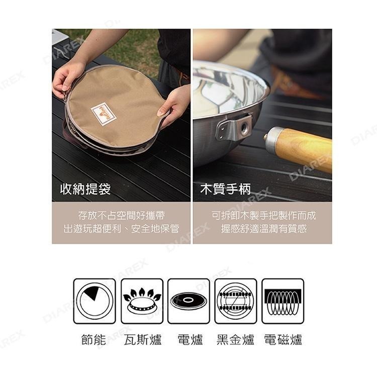 【韓國Bell Rock】複合金不鏽鋼不沾炒鍋24cm(附美學收納袋) 韓國製 手把可拆 露營炒鍋 不沾鍋 不鏽鋼炒鍋-細節圖4
