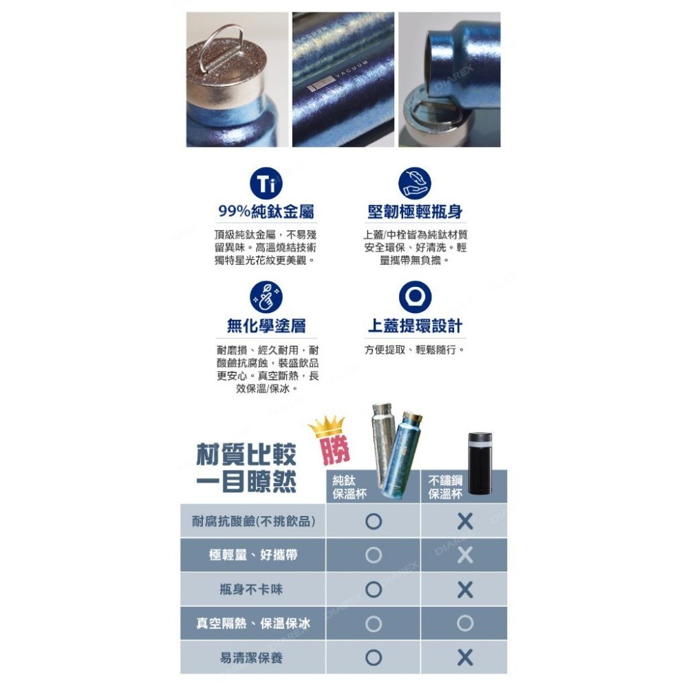 妙管家 480ml 純鈦真空保冷保溫杯 鈦保溫杯/鈦杯/鈦水壺/純鈦水杯 登山 露營 運動輕量化水壺-細節圖6