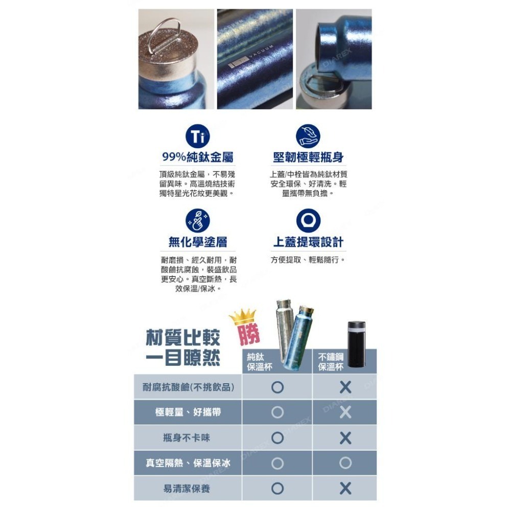 妙管家 480ml 純鈦真空保冷保溫杯 鈦保溫杯/鈦杯/鈦水壺/純鈦水杯 登山 露營 運動輕量化水壺-細節圖6