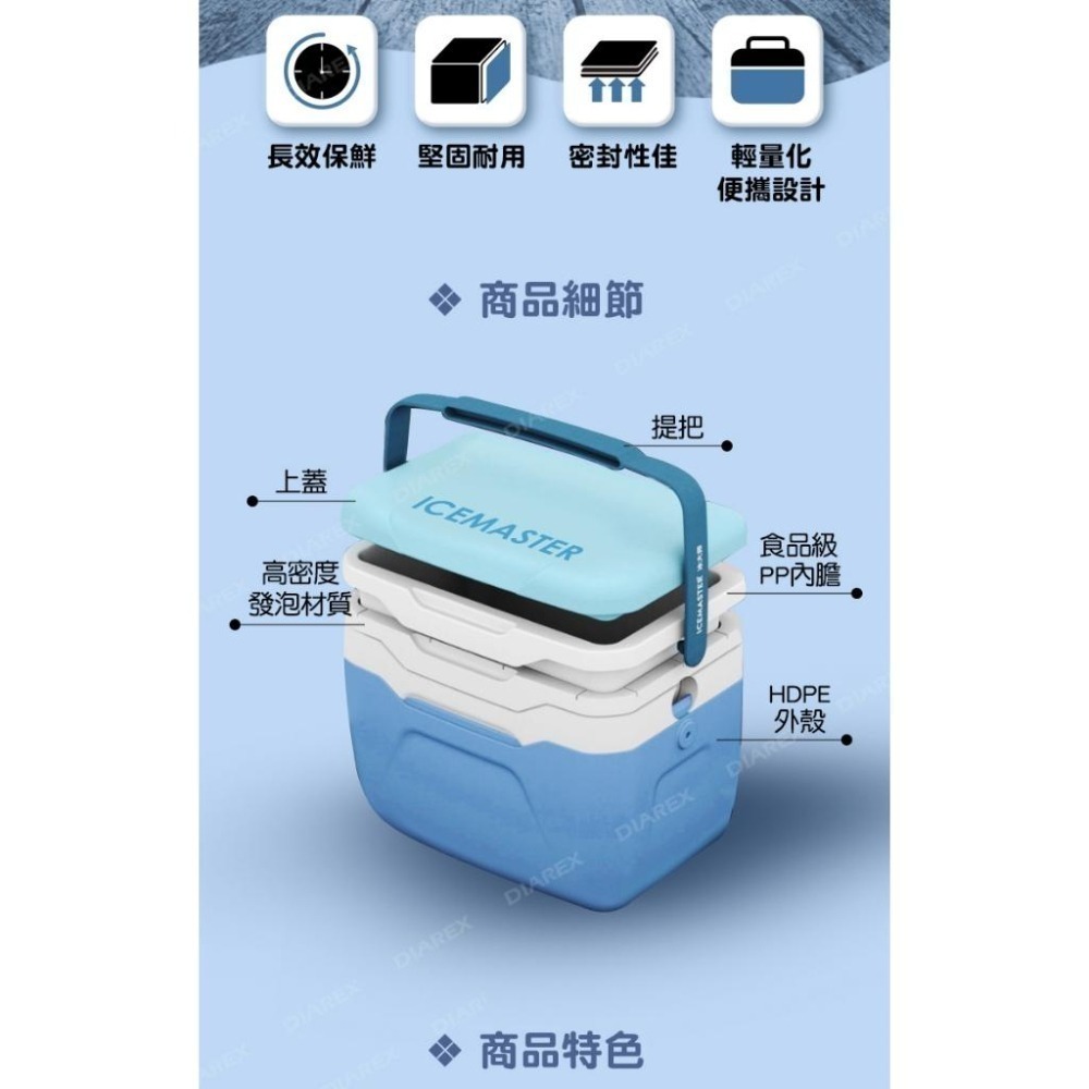妙管家 ICEMASTER手提式保冰桶5.5L(山茶橘/珍珠白/北歐藍/櫻花粉) 附冰磚 戶外保冷箱 露營野餐烤肉冰桶-細節圖3