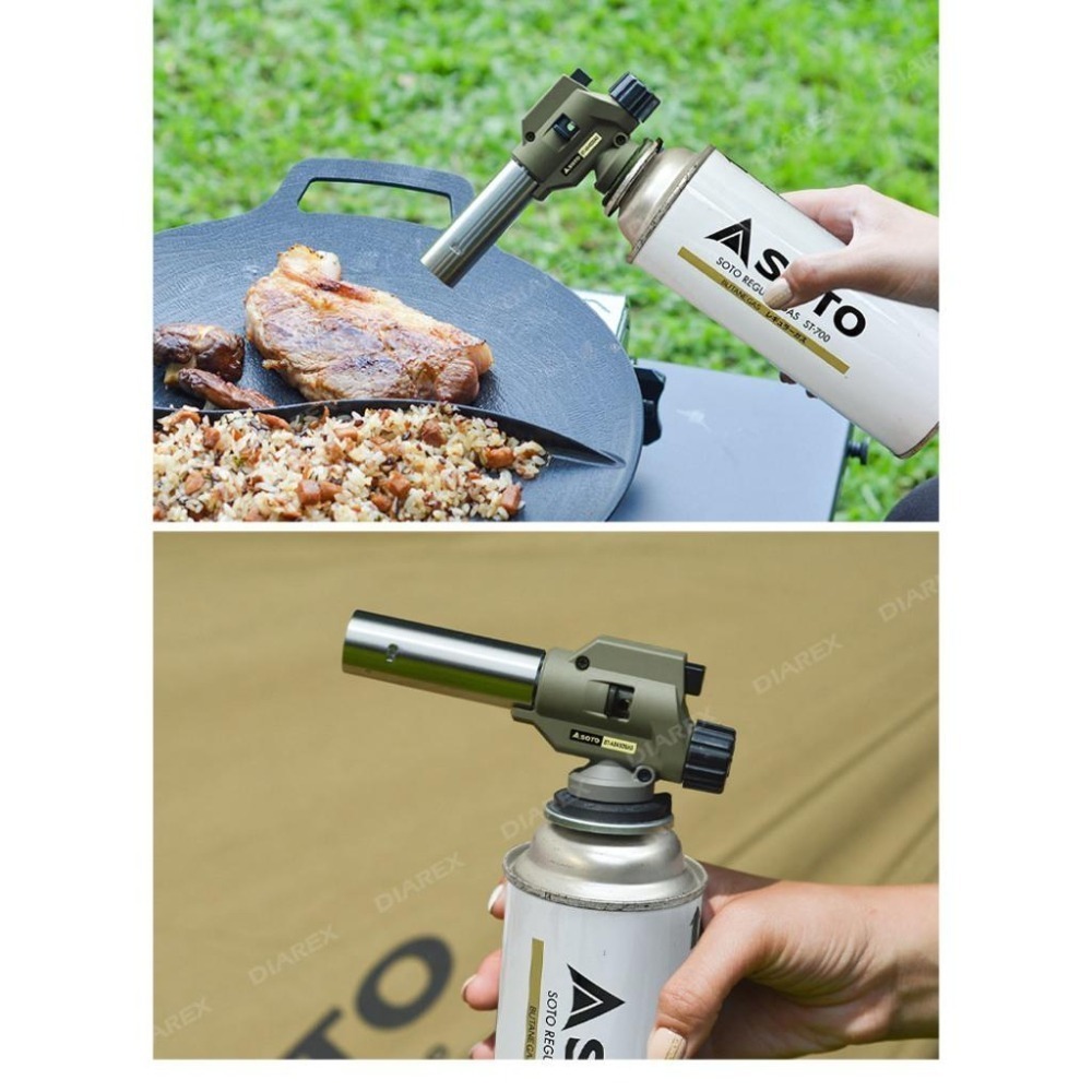 日本SOTO 溫控瓦斯噴槍-軍綠 ST-AS450SAG【台灣限定色】卡式炙燒噴火槍 生火噴燈-細節圖7