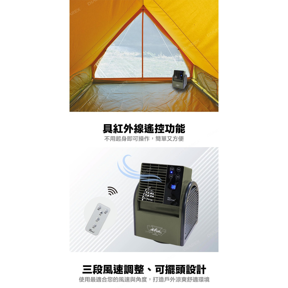 Pro Kamping 領航家 一入組／二入組 搖擺便攜式循環扇 PK-068GB 附收納袋 遙控風扇-細節圖5