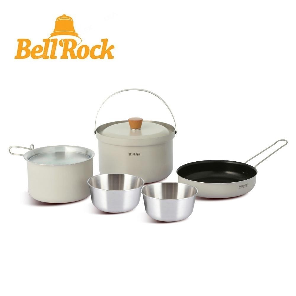 【韓國Bell Rock】Color9 露營炊具9件組 軍綠色/奶油灰 附收納袋 戶外不鏽鋼套鍋組-細節圖2