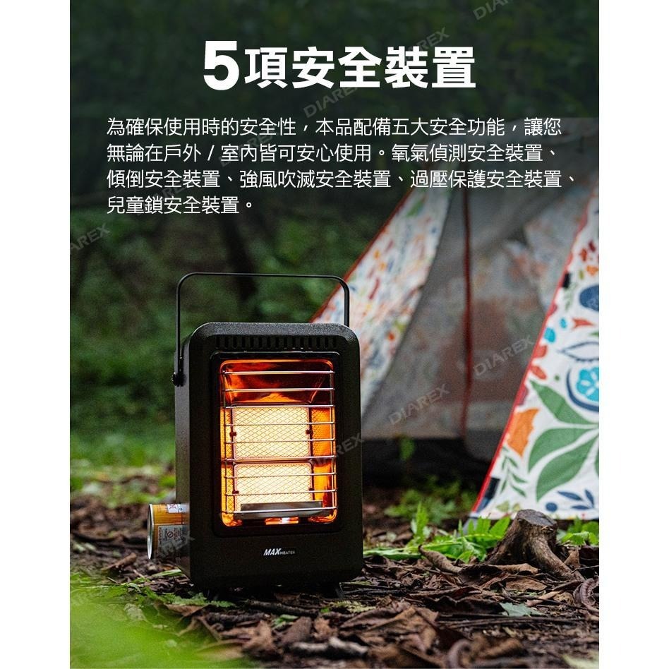 韓國MAX 兩段式便攜卡式瓦斯暖爐(優雅白/午夜綠) MGH-300A-細節圖6