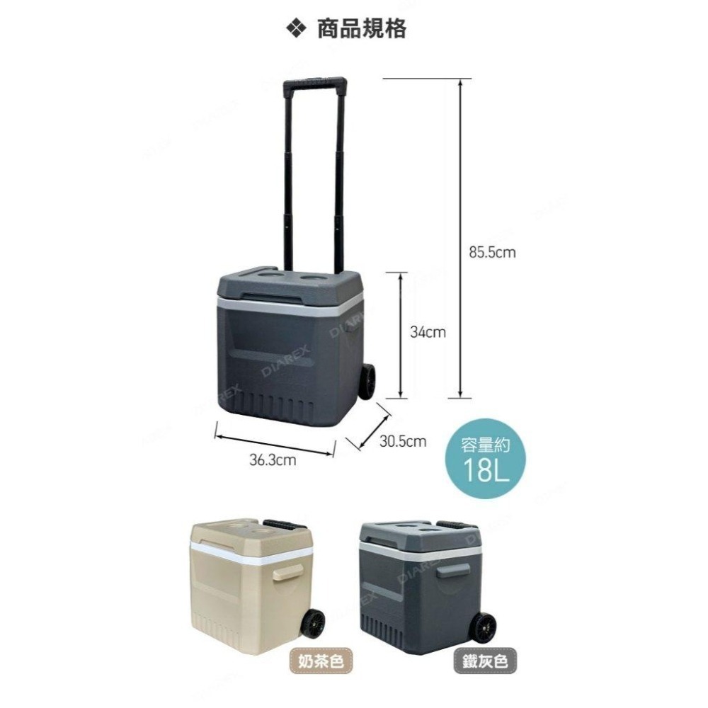 妙管家 伸縮拉桿式拖輪保冷冰桶18L(奶茶色/鐵灰色) 戶外露營野餐發泡保冷箱 釣魚冰箱 烤肉冰桶 攜帶式行動冰箱-細節圖9