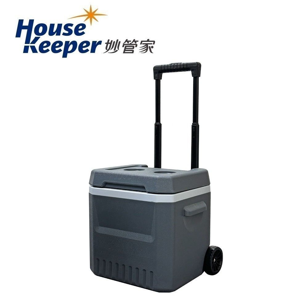 妙管家 伸縮拉桿式拖輪保冷冰桶18L(奶茶色/鐵灰色) 戶外露營野餐發泡保冷箱 釣魚冰箱 烤肉冰桶 攜帶式行動冰箱-規格圖1