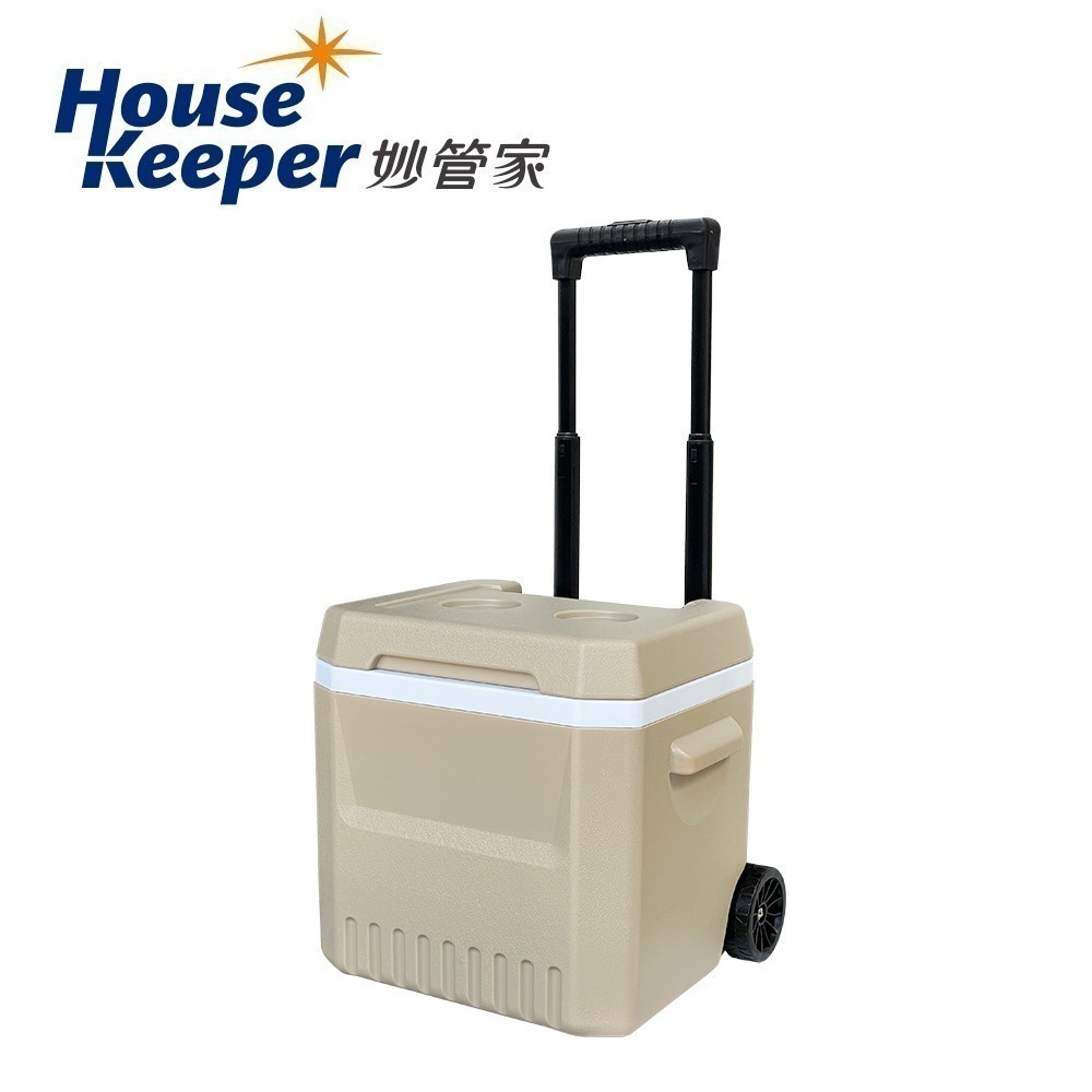 妙管家 伸縮拉桿式拖輪保冷冰桶18L(奶茶色/鐵灰色) 戶外露營野餐發泡保冷箱 釣魚冰箱 烤肉冰桶 攜帶式行動冰箱-規格圖2