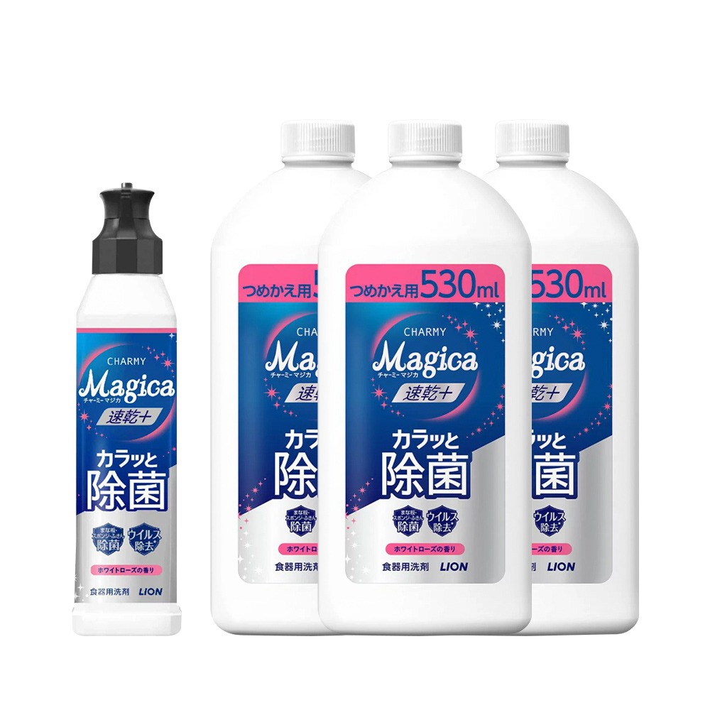 日本LION 小資4入組 速乾+ 抗菌系列洗碗精 (220ml x1＋530ml x3)-規格圖5