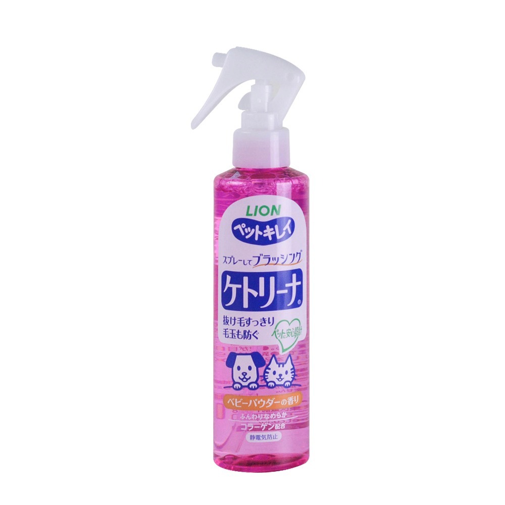 日本LION PET綺麗系列 犬貓梳毛噴霧 200ml (嬰兒粉香/溫和香皂/舒緩草本)-規格圖1