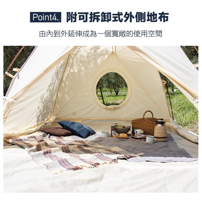 【福利品】tent-Mark LaLa圓頂TC科技棉帳+妙管家 伸縮拉桿式拖輪保冷冰桶18L(奶茶/鐵灰)-細節圖4