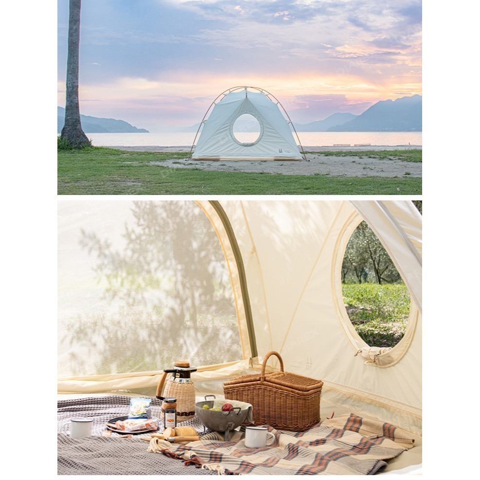 【福利品】tent-Mark LaLa圓頂TC科技棉帳+妙管家 伸縮拉桿式拖輪保冷冰桶18L(奶茶/鐵灰)-細節圖5