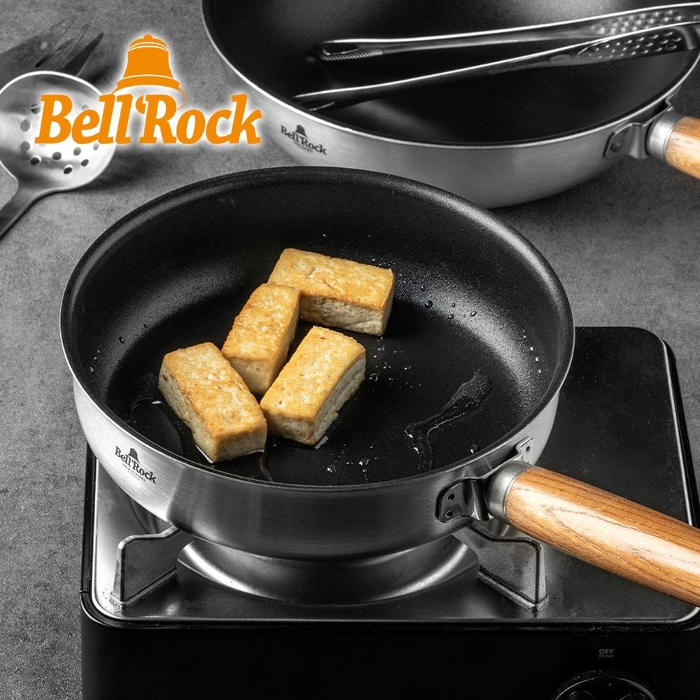 韓國 Bell Rock 複合金不鏽鋼不沾平底鍋 24cm (附防潑水收納袋) 可拆式手把 不沾煎鍋-細節圖2