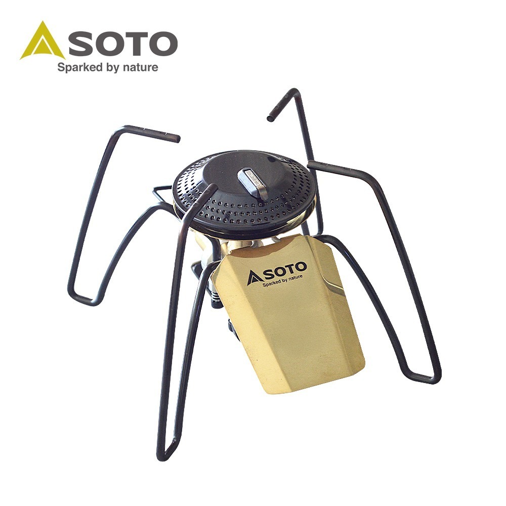 日本SOTO 迷你穩壓黑蜘蛛爐(黃銅版) ST-340BR 附點火槓桿 大火口3.3kW 露營瓦斯爐 卡式瓦斯迷你爐-細節圖2