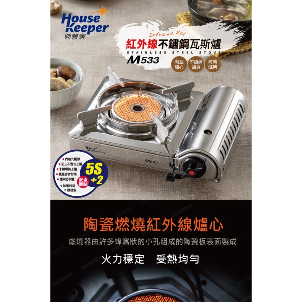 妙管家 紅外線不銹鋼瓦斯爐/卡式爐 M533 附收納硬盒 露營攜便/防風爐 居家備用爐-細節圖2
