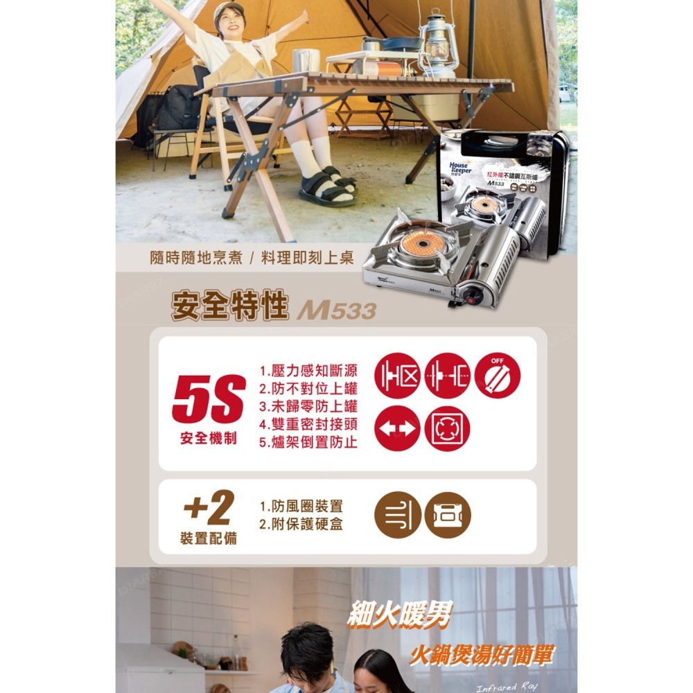 妙管家 紅外線不銹鋼瓦斯爐/卡式爐 M533 附收納硬盒 露營攜便/防風爐 居家備用爐-細節圖5