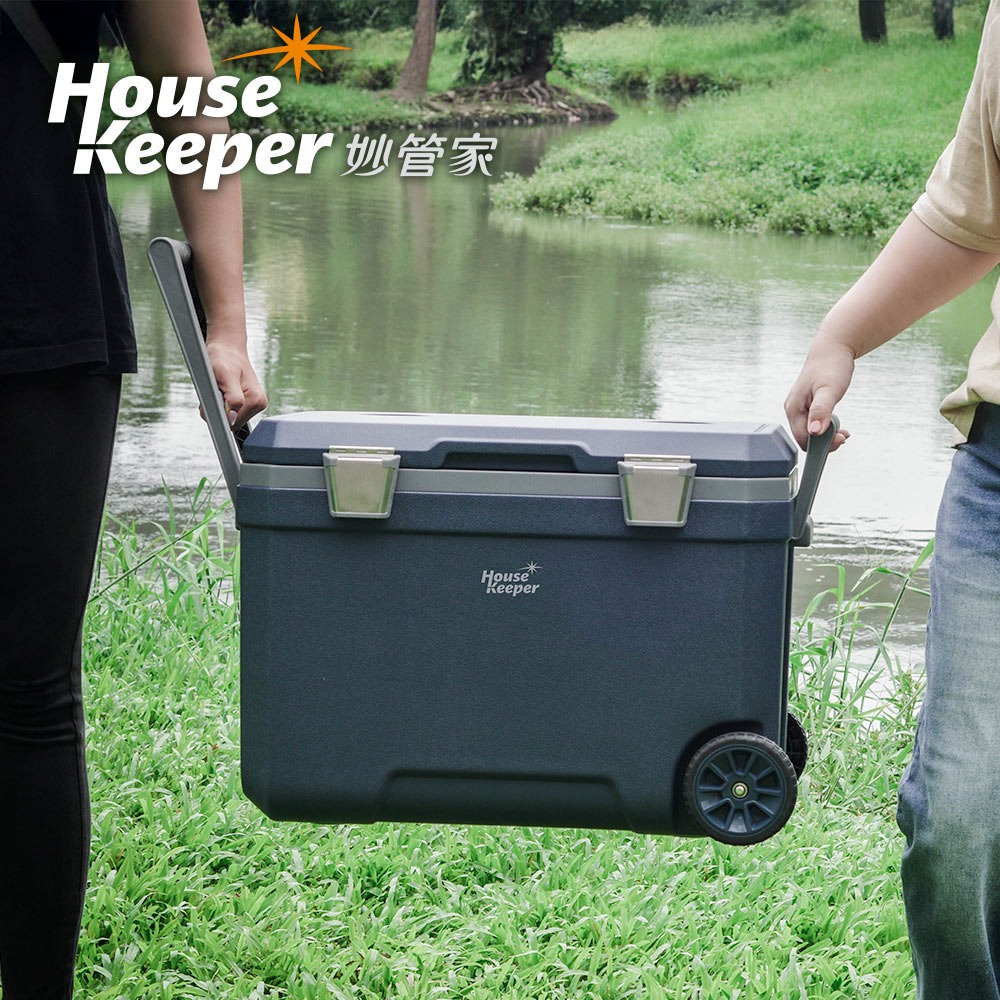 妙管家 46L+12L拖輪冰桶組 HKI-4612DBU 可堆疊收納 拉桿保冰桶 保冷 保溫 戶外 釣魚 露營 野營-細節圖3