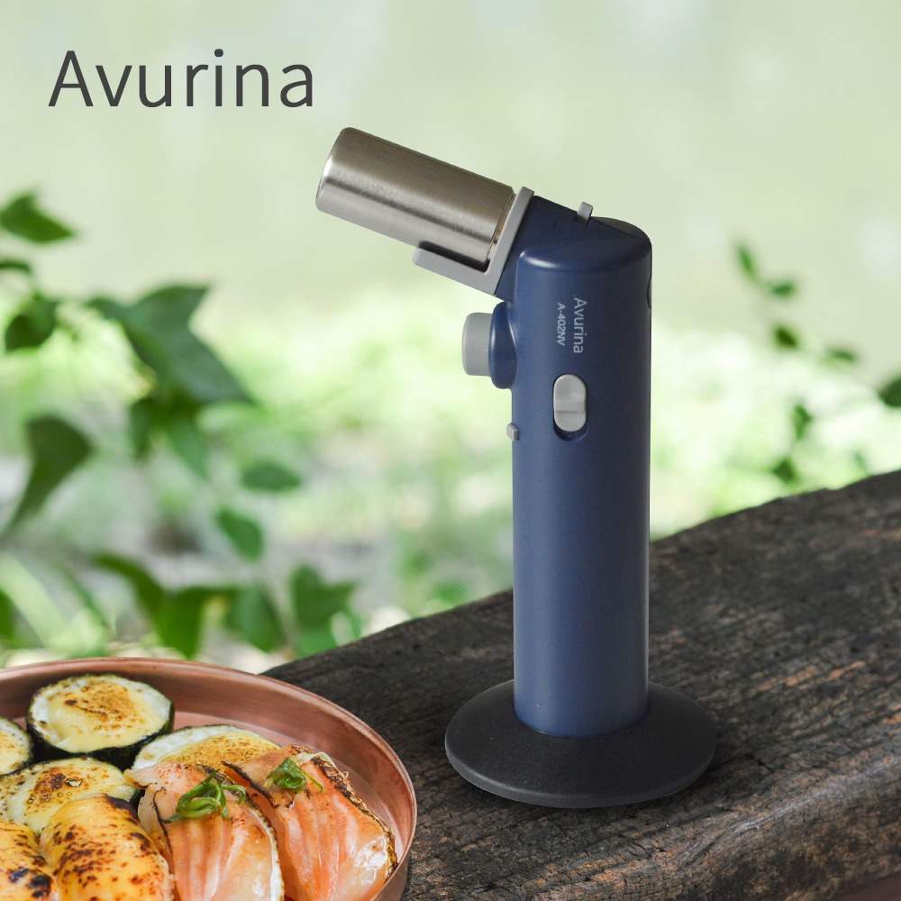 日本Avurina 填充型炙燒噴槍 A-402(海軍藍/棉花藍) 單手用/附底座 瓦斯噴槍 炙燒 戶外 家用-細節圖2