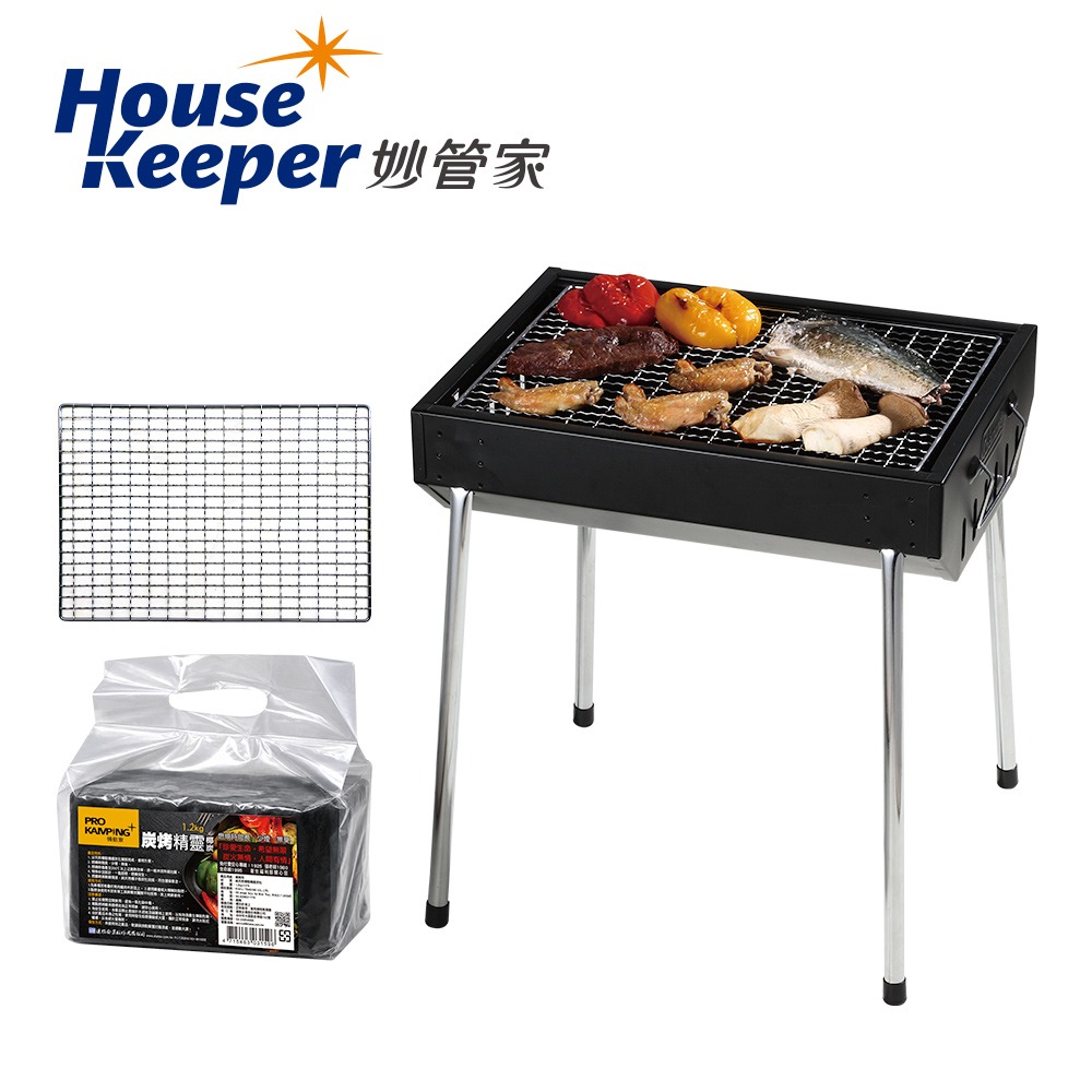 妙管家 圓滿烤肉架+通用烤網+環保椰炭1.2KG (附烤串 烤夾) 氣派全配組 台灣製烤肉爐 中秋 BBQ  燒烤-細節圖2