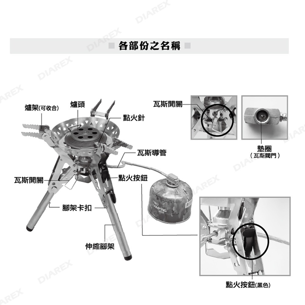 Pro Kamping 領航家 新暴焱爐 黑焱版 PK-34BK(可收折 大火力)防風高山爐 攻頂爐 蜘蛛爐 登山爐 露-細節圖8