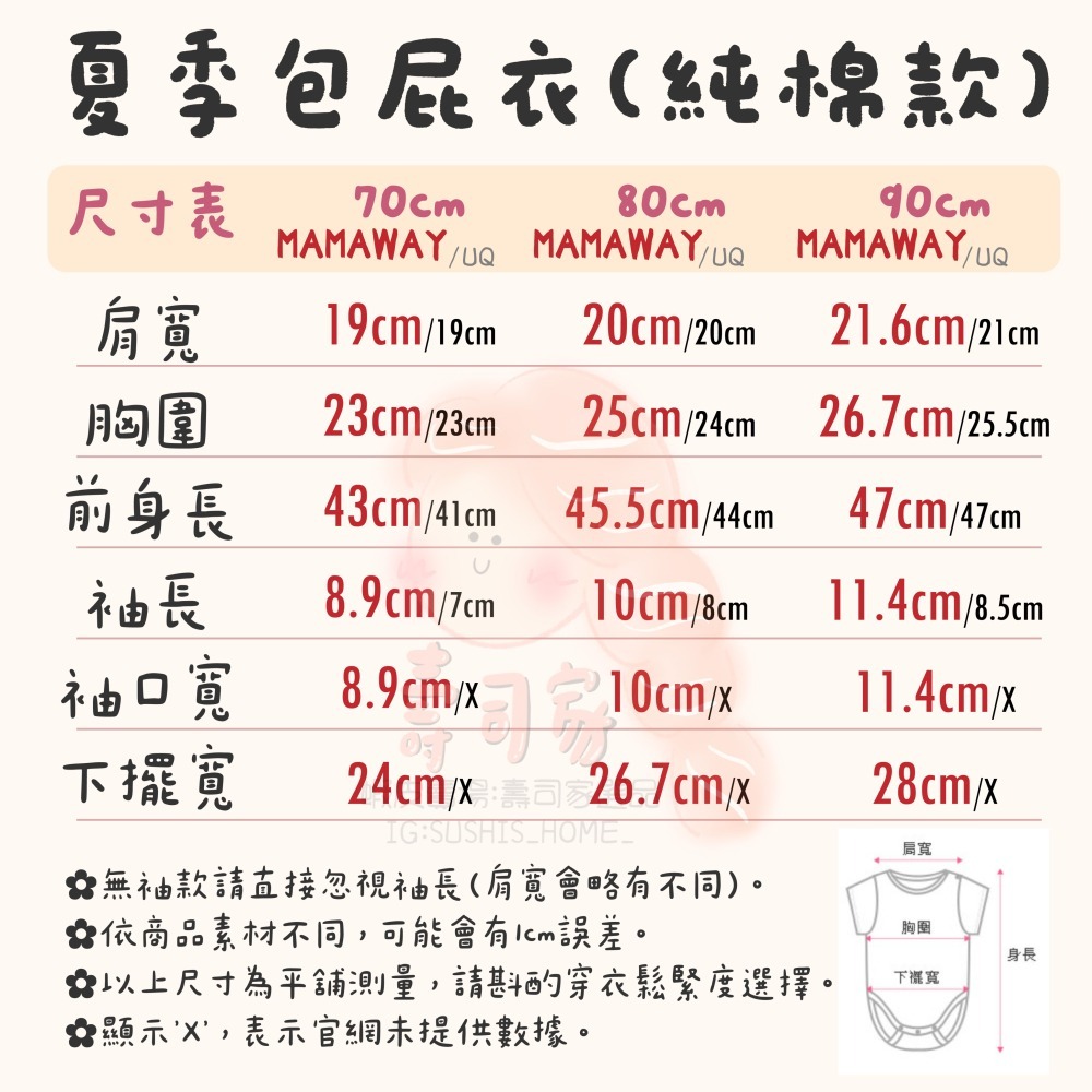 【Mamaway媽媽餵】短袖/無袖包屁衣(70~90cm信封領套頭)-細節圖2