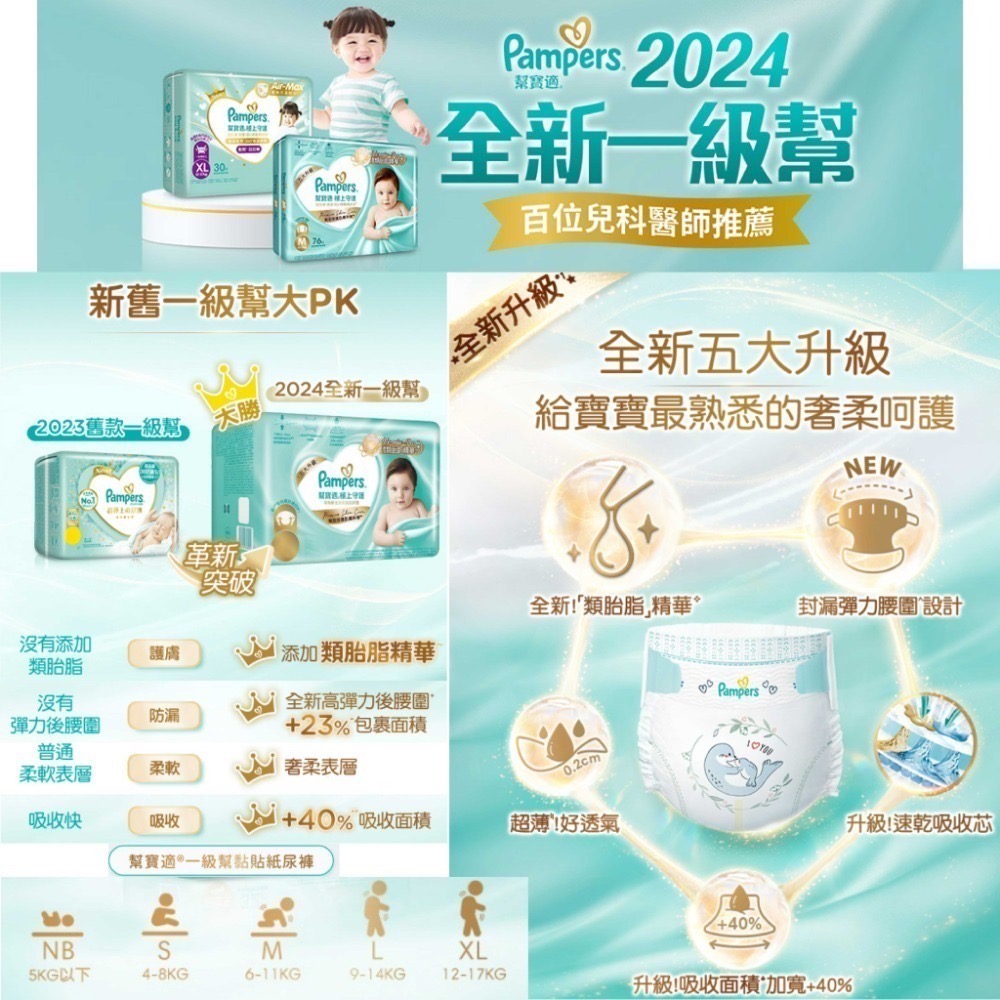 【分裝包】幫寶適 全系列&全尺寸(新一級幫/清新幫/巧虎晚安褲/綠幫/奢寵幫/2026新晚安褲)-規格圖1