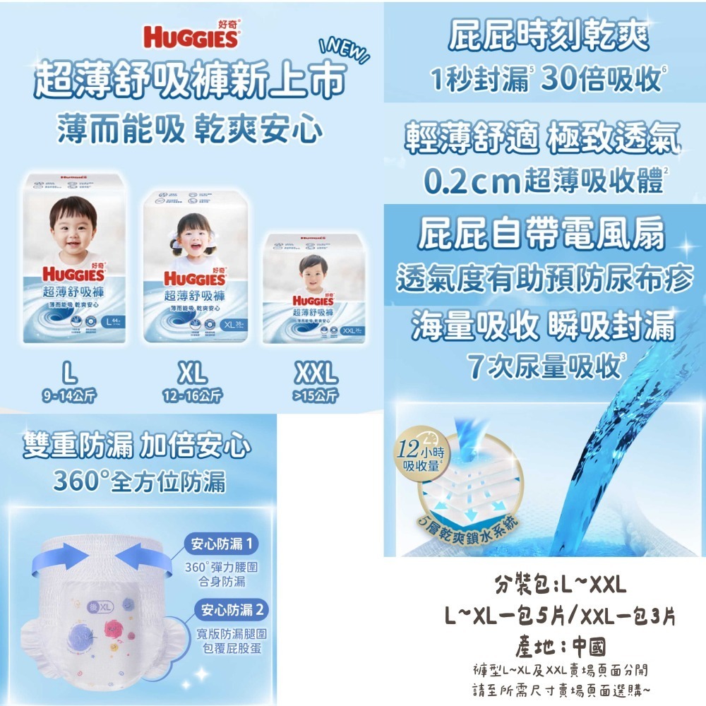 【分裝包】HUGGIES 好奇 全系列 小森林/雲柔乾爽/好眠褲/超薄舒吸褲(黏貼NB~XL/褲型M~XXXL)-細節圖5