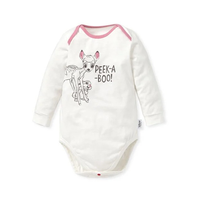 【長袖包屁衣】小鹿斑比*白(單件) 80cm