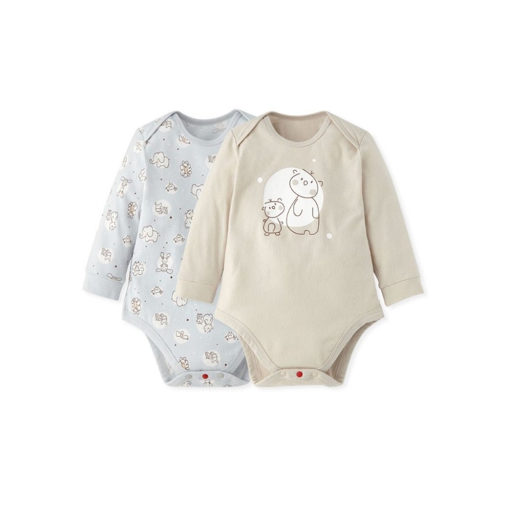 【長袖包屁衣】點點動物園(二件組) 80cm