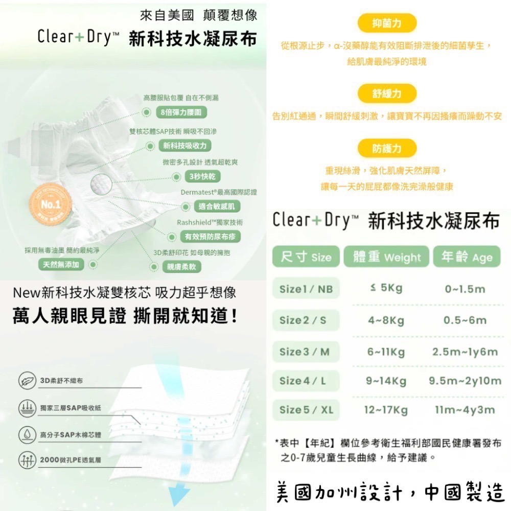【尿布正裝&分裝包】新科技水凝尿布(黏貼NB~XL & 褲型L~XXL)-規格圖3