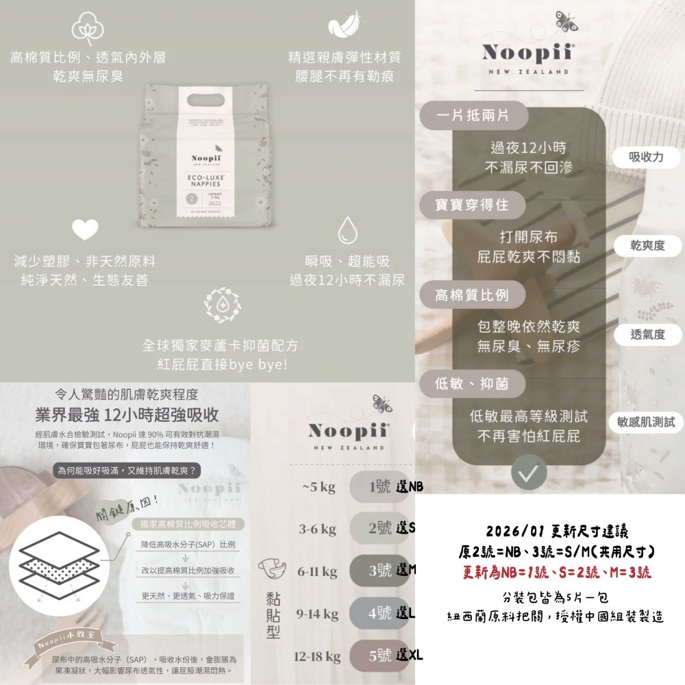 【尿布正裝&分裝包】Noopii 美好尿布 (黏貼NB~L/褲型L~XXL)-細節圖2