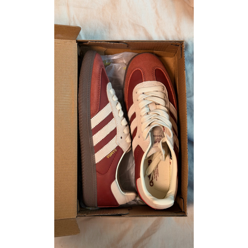 ADIDAS SAMBA OG 山楂紅 酒紅 奶油白 男女同款 休閒鞋 愛迪達 US7.5 JP 25.5-細節圖2
