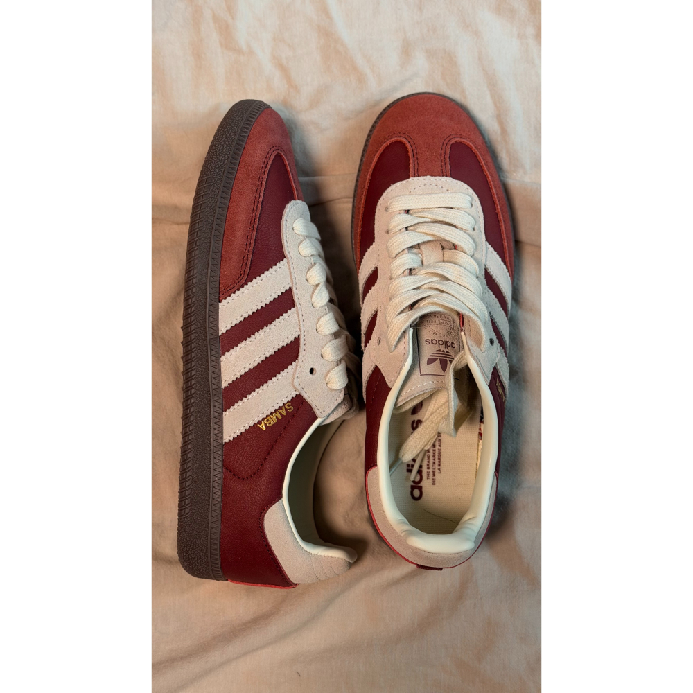 ADIDAS SAMBA OG 山楂紅 酒紅 奶油白 男女同款 休閒鞋 愛迪達 US7.5 JP 25.5-細節圖3