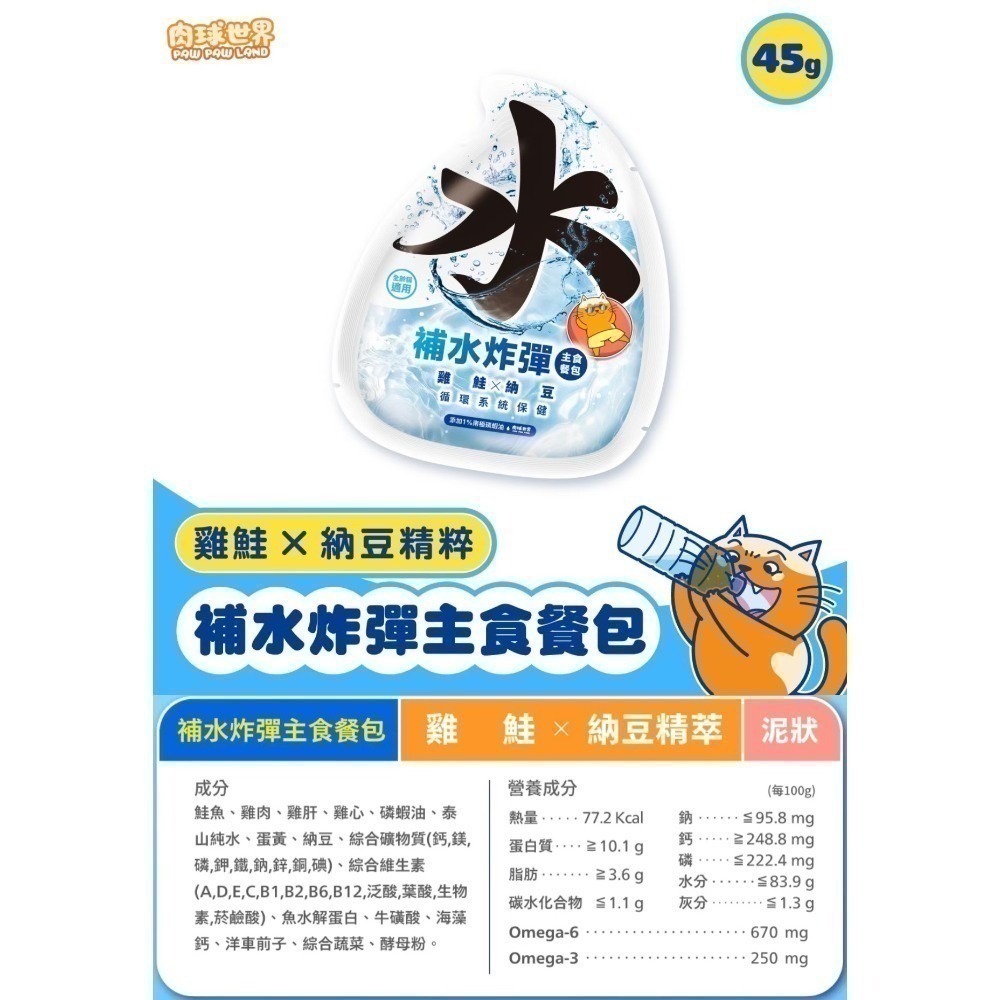 肉球世界｜補水炸彈 泥狀主食餐包 全齡貓 45g-規格圖10