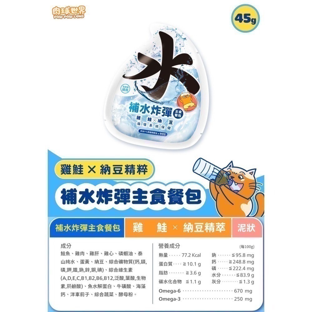 肉球世界｜補水炸彈 泥狀主食餐包 全齡貓 45g-規格圖10