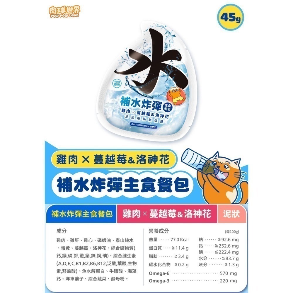 肉球世界｜補水炸彈 泥狀主食餐包 全齡貓 45g-規格圖10