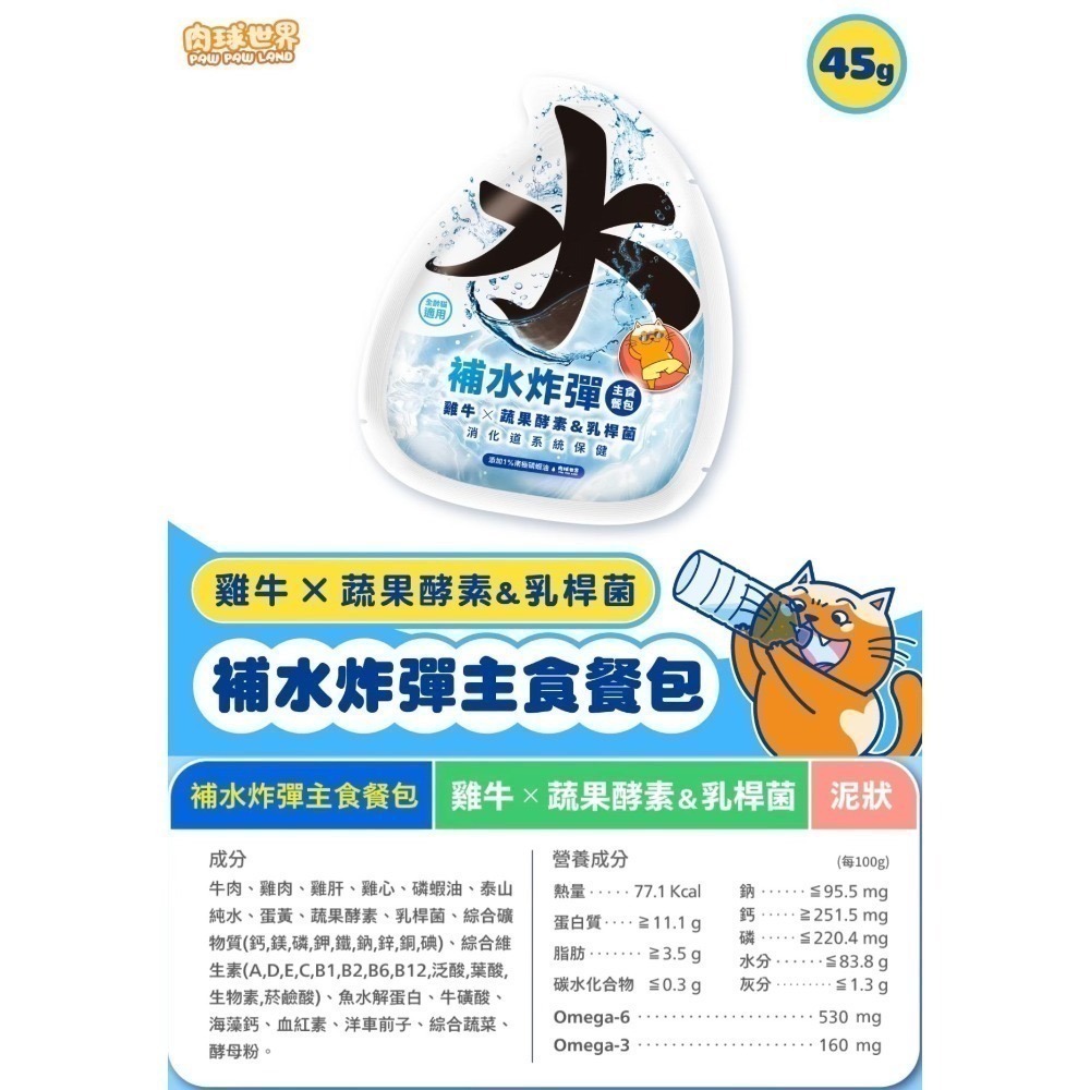 肉球世界｜補水炸彈 泥狀主食餐包 全齡貓 45g-規格圖10