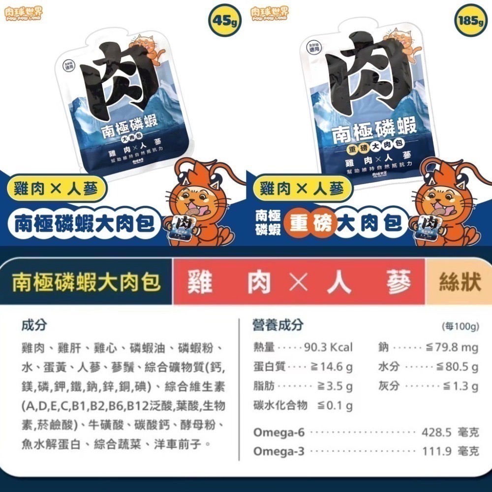 肉球世界｜南極磷蝦大肉包 泥狀、絲狀主食餐包 45g／185g-規格圖7