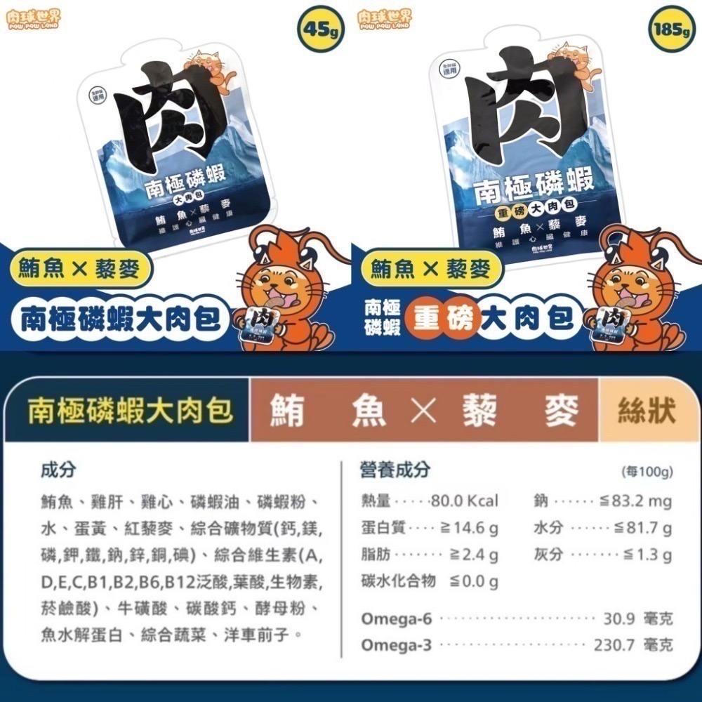 肉球世界｜南極磷蝦大肉包 泥狀、絲狀主食餐包 45g／185g-規格圖7