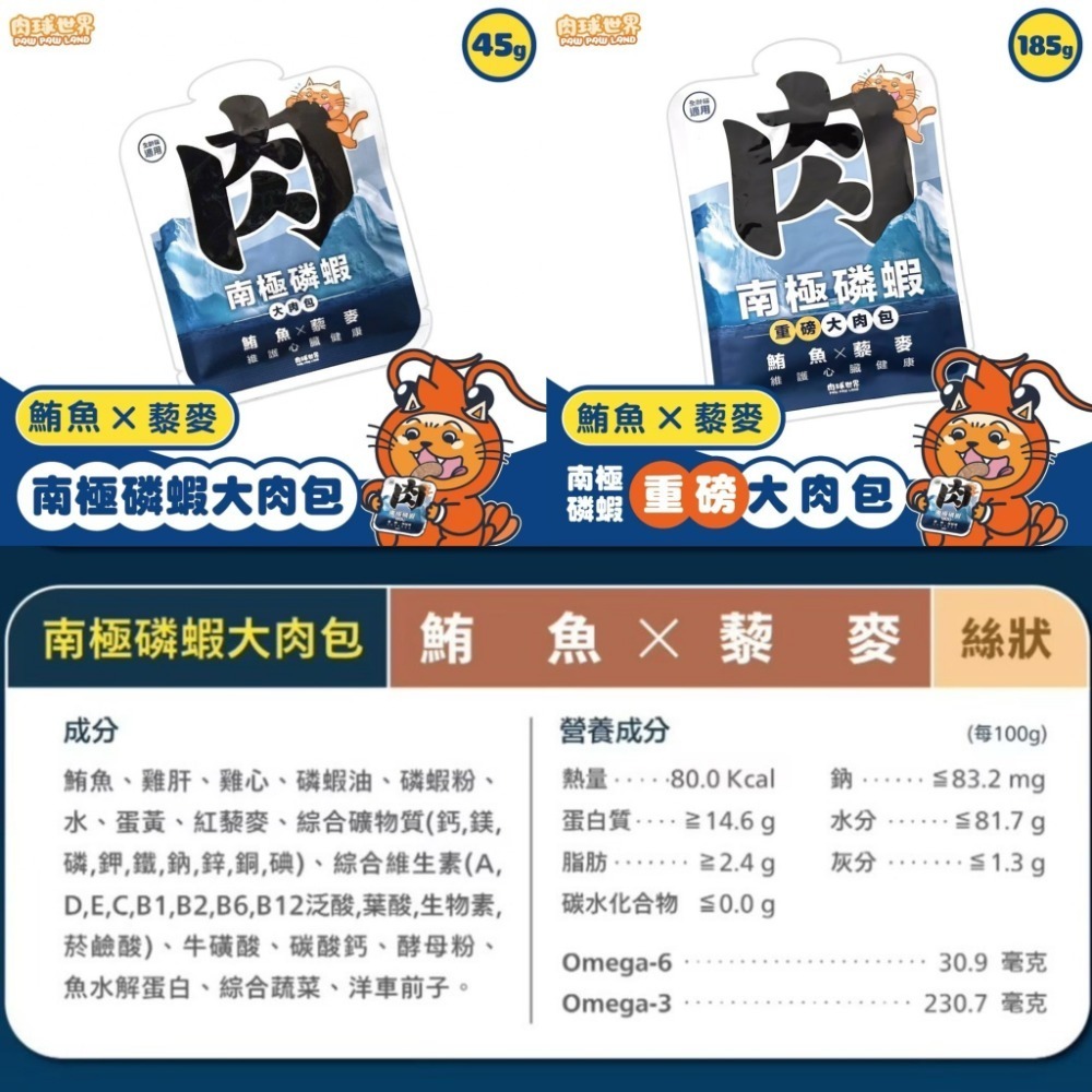 肉球世界｜南極磷蝦大肉包 泥狀、絲狀主食餐包 45g／185g-規格圖7