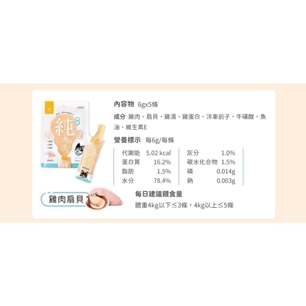 汪喵星球｜無膠純肉泥 貓狗適用 6g*5條-規格圖9