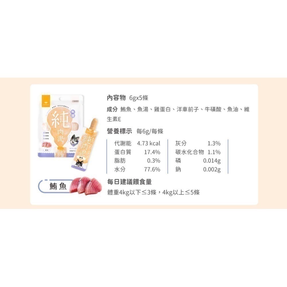汪喵星球｜無膠純肉泥 貓狗適用 6g*5條-規格圖9